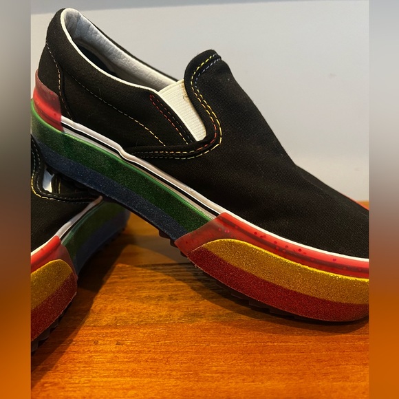 Slip on Vans glitter sparkly multicolor platform preowned - Picture 5 of 7